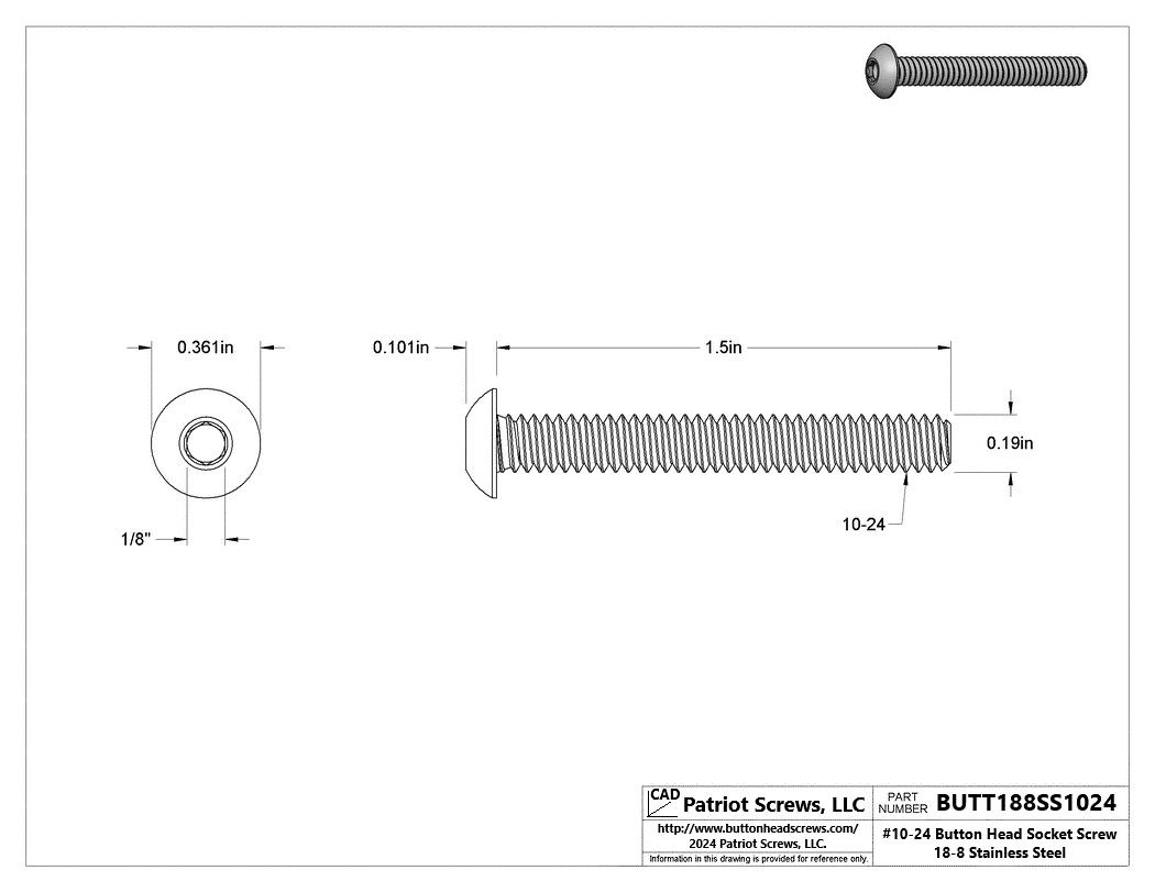 Button Head Socket Bolt - Durable & Reliable | Patriot Screws