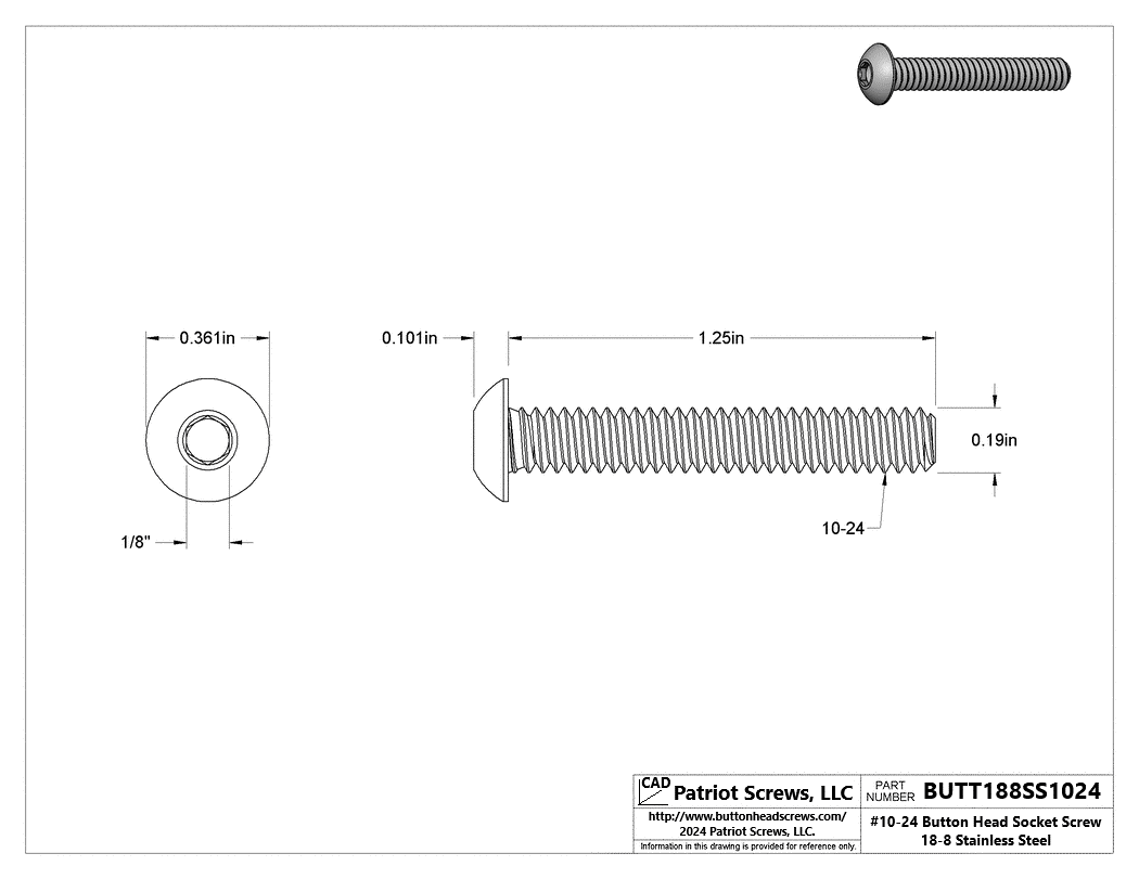 Button Head Socket Bolt - Durable & Reliable | Patriot Screws