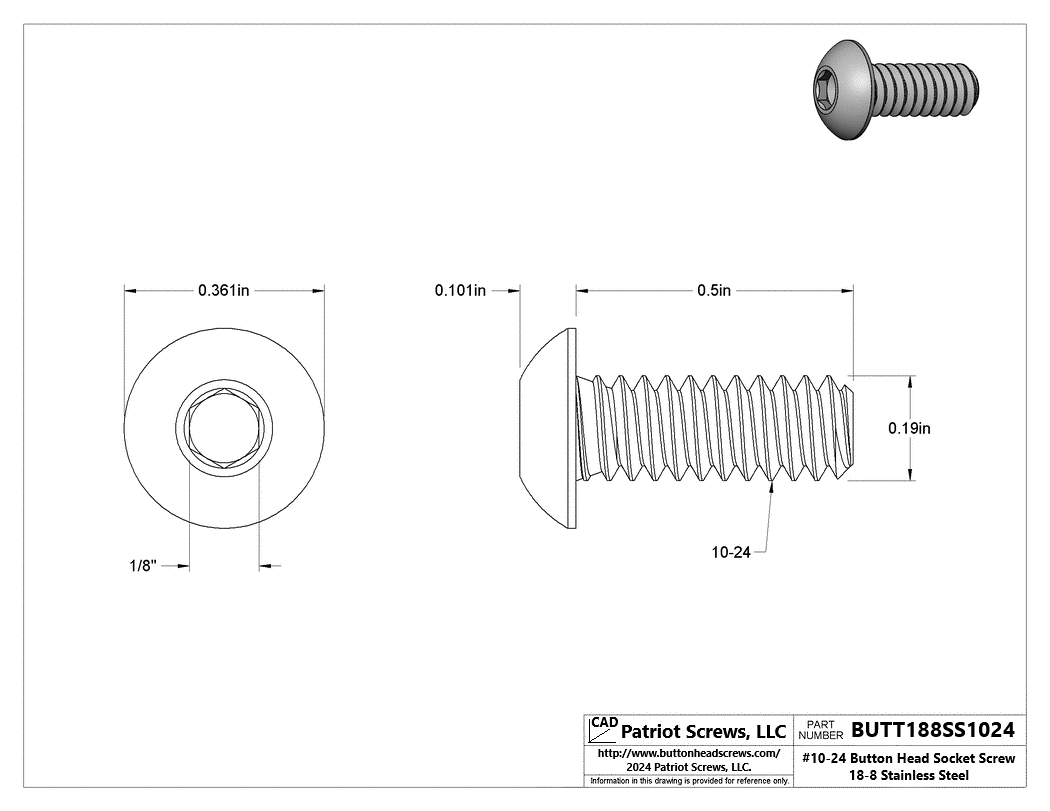 Button Head Socket Bolt - Durable & Reliable | Patriot Screws