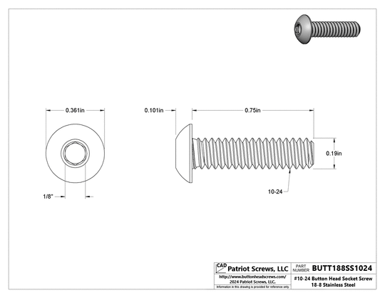 Button Head Socket Bolt - Durable & Reliable | Patriot Screws