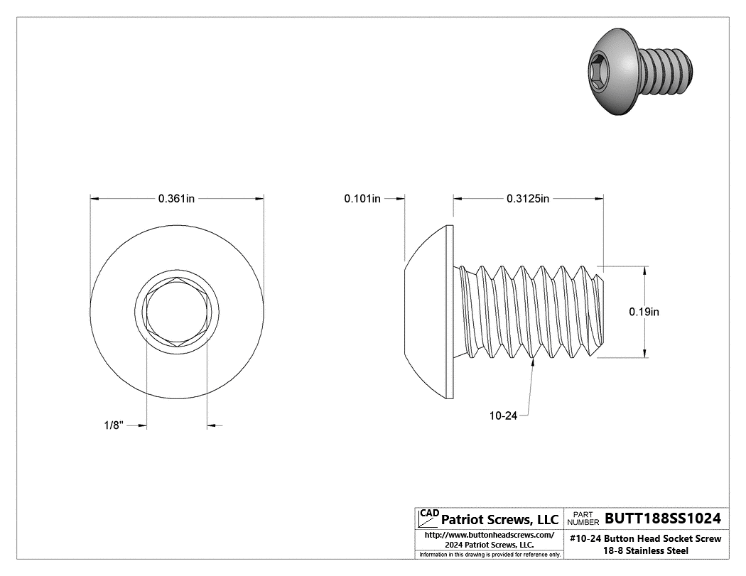 Button Head Socket Bolt - Durable & Reliable | Patriot Screws