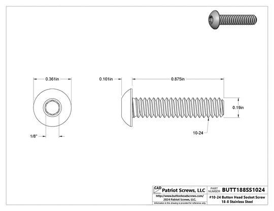 Button Head Socket Bolt - Durable & Reliable | Patriot Screws