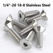 1/4”-20 18-8 Stainless Steel Flat Head Socket Cap Screw