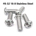 #8-32 18-8 Stainless Steel Button Head Socket Cap Screw 