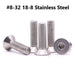 #8-32 18-8 Stainless Steel Flat Head Socket Cap Screw