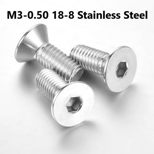 M3-0.50 18-8 Stainless Steel Flat Head Socket Cap Screw