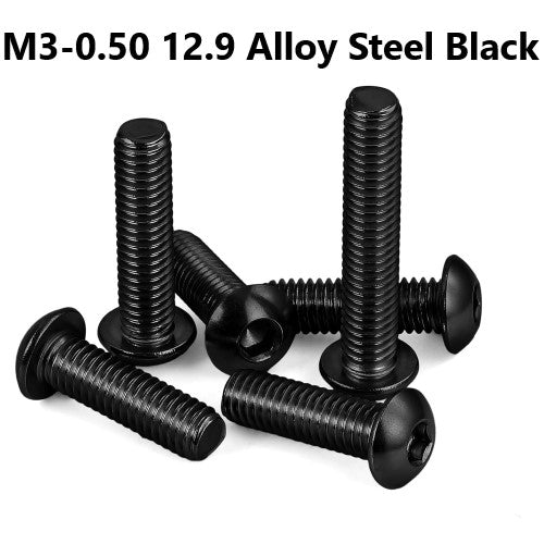 M3-0.50 12.9 Alloy Steel Button Head Socket Cap Screw Black Oxide