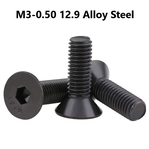 M3-0.50 12.9 Alloy Steel Black Oxide Flat Head Socket Cap Screw