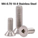 M4-0.70 18-8 Stainless Steel Flat Head Socket Cap Screw