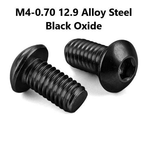 M4-0.70 12.9 Alloy Steel Button Head Cap Screw Black Oxide