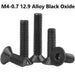 M4-0.70 12.9 Alloy Steel Black Oxide Flat Head Socket Cap Screw